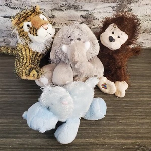 Webkinz & Lil Kinz ZOO ANIMAL Lot - Tiger, Elephant, Monkey, Hippo NO CODES EUC - Picture 1 of 11