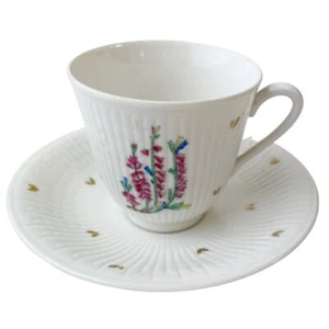 Rorstrand Sweden Demitasse Cup & Saucer Set Vastergotland Ljung Heather Flowers - Picture 1 of 18