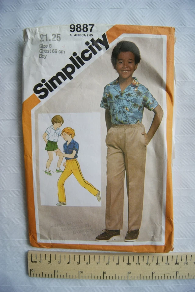 1981 Simplicity Pattern No. 9887 boys shirt & pull-on pants or shorts, size 8 - Image 1 of 1