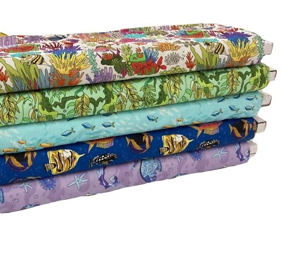 THE COTTON CRAFT COMPANY Ocean Fish Cotton Fabric Sea In Colour by Crafty Lass Multicolour Patchwork