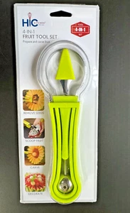 HIC Kitchen 4-in-1 Fruit Tool Set STAINLESS STEEL - Picture 1 of 2