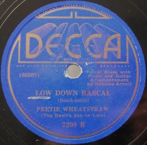 1936 Blues PEETIE WHEATSTRAW with KOKOMO ARNOLD Low Down Rascal - Picture 1 of 4