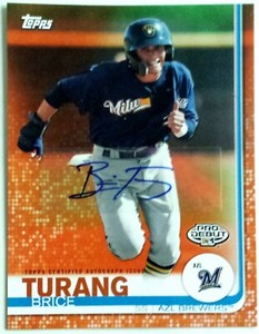 Brice Turang 2019 Topps Pro Debut #120 Orange Parallel AUTOGRAPHED SP 7/25