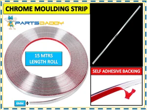 6MM x 15M CHROM STYLING ZIERLEISTE ZIERLEISTE SELBSTKLEBEND - METER METER FENSTER - Bild 1 von 1