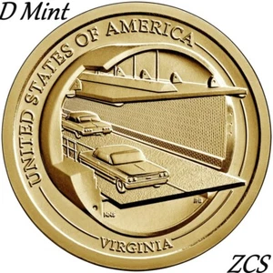 Rollo de moneda de 1 dólar D American Innovation 2021 como nuevo Virginia Chesapeake Bay - Imagen 1 de 3