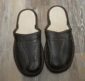 Pantuflas raspadas de piel de oveja para hombre marrones cómodas y ligeras para casa de cuero - Imagen 1 de 54