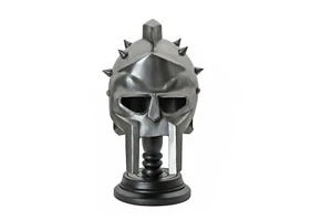 Medieval Roman Gladiator Helmet 18 Guage Steel With Wooden Stand - Picture 1 of 5