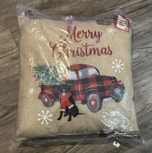 Holiday Style Decorative Christmas Pillow Farm Truck 18 x 18 NEW Buffalo Check - Picture 1 of 5