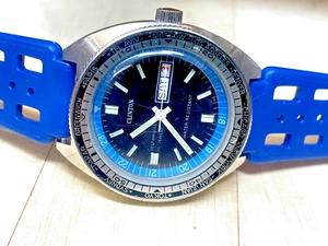 Reloj de buceo automático Clinton vintage 25 joyas bisel giratorio hora mundial SUIZO - Imagen 1 de 6