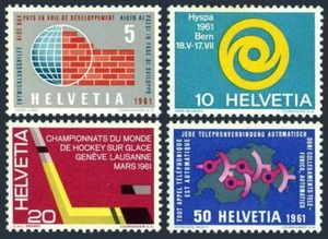 Suiza 402-405, bisagras. Mi 727-730. Eventos 1961.HYSPA-1961, teléfono de hockey, - Imagen 1 de 1