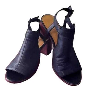 Franco Sarto schwarze Lederschuhe mit offener Zehenpartie Mandi Blockabsätze 9,5 M - Bild 1 von 15