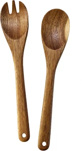Acacia Wood Salad Serving Set, Salad Spoon and Fork Set for Serving and Tossing - Picture 1 of 5