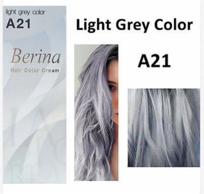 BERINA Light Grey A21 Hair Dye Color Cream Permanent Fashion 2 pcs. - Image 1 of 4