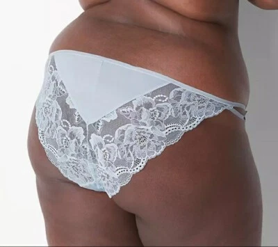 Lane Bryant Silver Microfiber Lace Back Bikini Panty Plus Size 18/20, 2X - Image 1 of 4