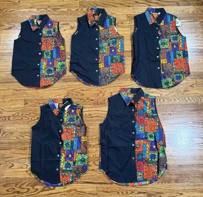 Lote Chaleco Vintage Años 90 Rodeo Western Wear Negro Multicolor Para Hombres Varios Tamaños Nuevo Con Etiquetas Foto 1 de 4