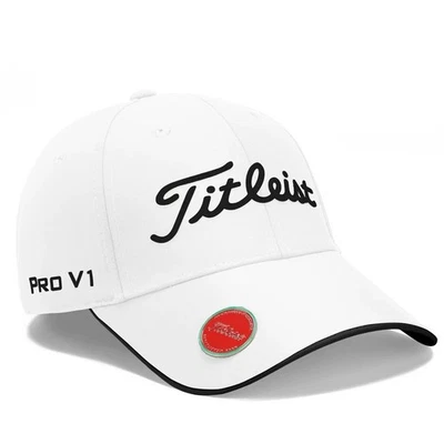 Titleist White Golf Hat With Magnetic Ball Marker Cap Adjustable - Image 1 of 3