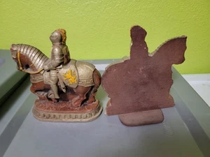 Rare Vintage Antique Templar Knight Book Ends On Horse Back Medieval - Picture 1 of 9