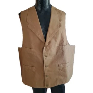 Vtg.Scully Men's 4X Tan Western Cowboy Cotton Vest Metal Buttons Pkts Fishtail - Picture 1 of 15