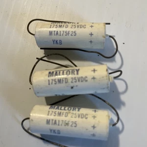 3 Mallory  175MFD 25VDC MTA175F25 Capacitors - Picture 1 of 3