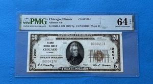 1929 Chicago $20 Bank Note Alliance NB Chicago, Illinois PMG 64 EPQ Choice UNC. - Picture 1 of 2