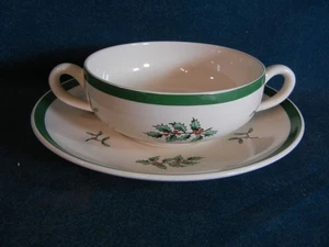 Spode Christmas Tree Made in England Cream Soup Bowl with Saucer Set(s) - Picture 1 of 4