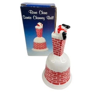 Porcelana Navidad Chimenea Campana 5" Santa Chimenea Estatuilla Decoración Hueso China Caja - Imagen 1 de 6