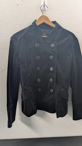 BOSTON PROPER Jacket Women’s SZ 14 Black Cotton Button Up - Picture 1 of 12