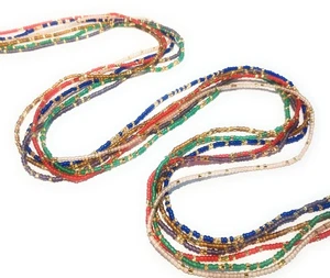 Autentiche perline in vita, perline colorate per pancia, fili allacciati 44 pollici - Foto 1 di 22