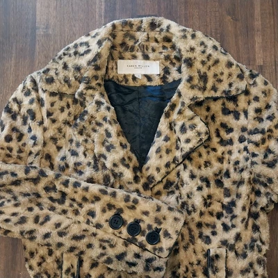 Chaqueta gabardina con estampado de leopardo de piel sintética KAREN MILLEN correas de cinturón para mujer 6 M Foto 1 de 4