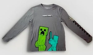 minecraft creeper long sleeve T SHIRT size boys XXLARGE XXL 18 GRAY - Picture 1 of 2