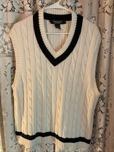 Chaleco Brooks Brothers Country Club Cuello en V Tejido por Cable Algodón XL - Imagen 1 de 6