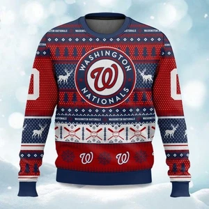 2025 Christmas Nationals Baseball Personalized Ugly Sweater- Christmas Gift 2025 - Picture 1 of 7