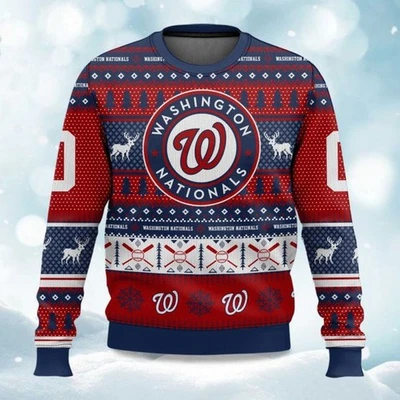 2025 Christmas Nationals Baseball Personalized Ugly Sweater- Christmas Gift 2025 - Image 1 of 4