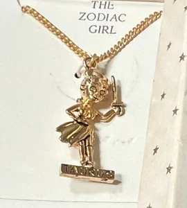 RARE VINTAGE TAURUS Your Zodiac story Necklace FRA naughty backside Goldtone 16" - Bild 1 von 24