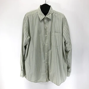 Eddie Bauer Classic Fit Button Down Shirt Men's XXL Green Stripe 100% Cotton - Picture 1 of 10