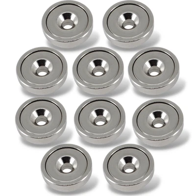 10x Neodym Magnete mit Loch Bohrung Senkung 16mm 6KG zum schrauben Scheibe Rund - Bild 1 von 4