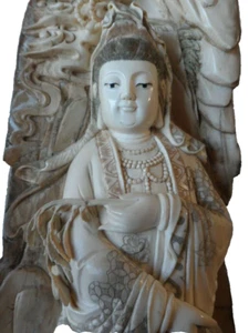18th Century Antique Chinese Guanyin with Dragon MAMMOUTH Statue 800 gr. - Picture 1 of 11