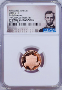 2020 S 10-coin-clad-proof-SET Version LINCOLN CENT Penny NGC PF69 RD ER