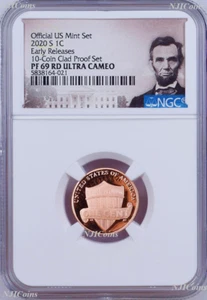 2020 S 10-coin-clad-proof-SET Version LINCOLN CENT Penny NGC PF69 RD ER - Bild 1 von 2