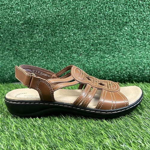 Sandali Clarks Leisa Janna donna 7 M pelle marrone cinturino comodi outdoor NUOVI