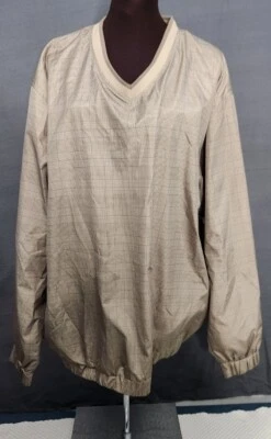 Ветровка мужская PGA Tour XL желтовато-коричневая клетчатая с подкладкой пуловер с длинным рукавом для гольфа гольфиста  - Изображение 1 из 4