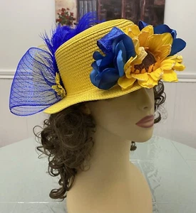 Church, Wedding Kentucky Derby Wide Brim Hat - My Original Design One Of A Kind - Picture 1 of 3