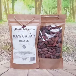Raw Cacao Beans ( Theobroma cacao ) Health Embassy 100% Natural Whole Raw Beans - Picture 1 of 6