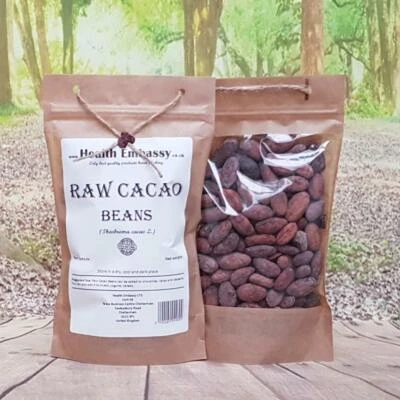 Rohe Kakaobohnen (Theobroma cacao) Health Embassy 100% natürliche ganze Rohbohnen