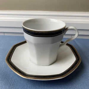 Christopher Stuart Fine China Black Dress Teacup & Saucer GUC - Picture 1 of 4