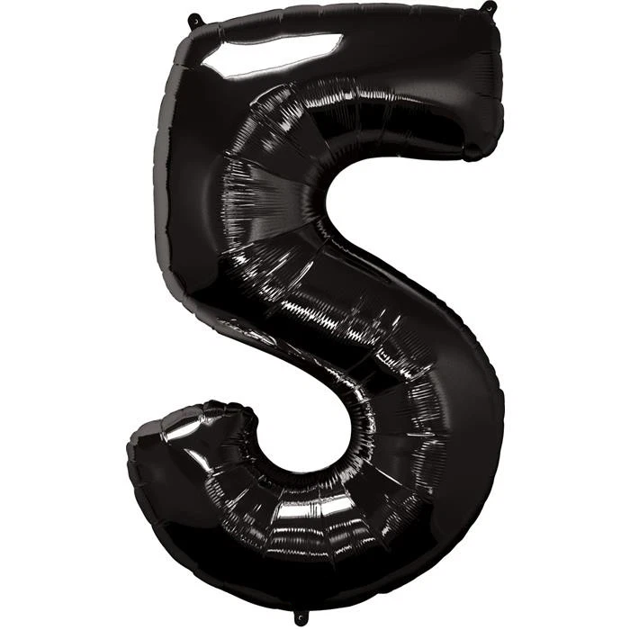 40" Giant Black Five Year Old Baby First Birthday 5 Month Number Float Balloon - Image 1 of 1