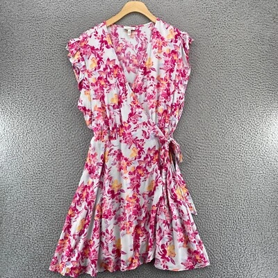 Vestido Ella Moss Mujer Extra Grande Jesse Rosa Multi Floral Envolvente Mini Sin Mangas Foto 1 de 4