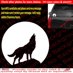 Wolf Howling Die Cut Animal Sticker Vinyl Decal - Full Moon Window Bumper AM039 - Picture 1 of 10