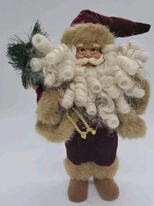12" Rojo Tostado Barba Rizada Botas Papá Noel Coleccionable Muñeca Navidad Estatuilla - Imagen 1 de 5