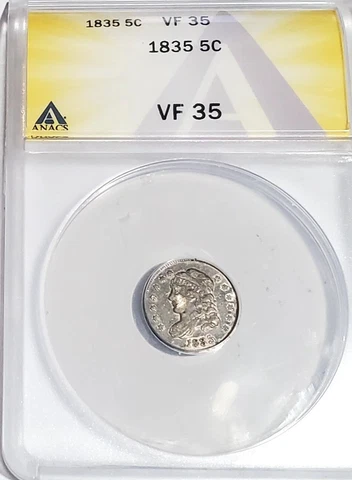 1835 Capped Bust Half Dime ANACS VF35 Cover